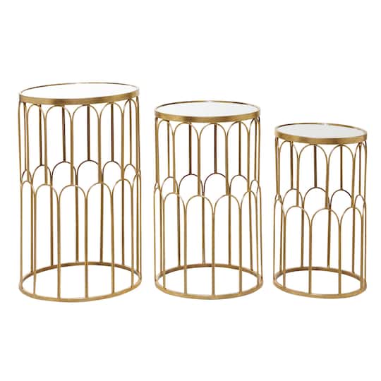 Gold Metal Glam Accent Table Set